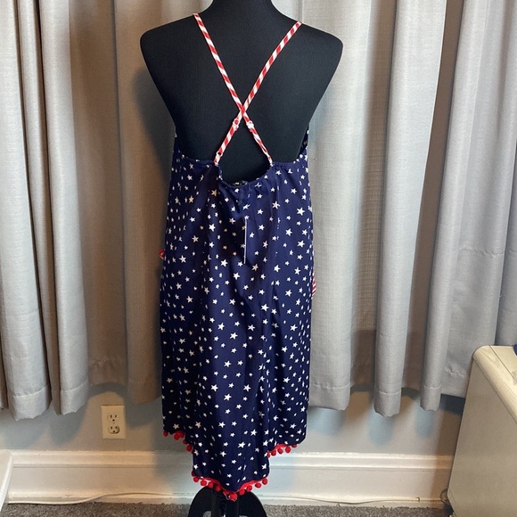 America & Beyond Women’s MIDI Dress Stars & Stripes Adjustable Straps sz L NWT - Picture 5 of 7